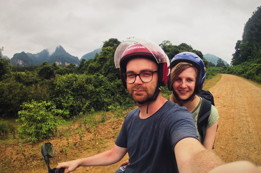 Selfie vom Mottorad in Laos
